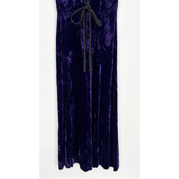 Purple Crushed Velvet Corset Back Sleeveless Maxi Dress Size 8 - Picture 6 of 6